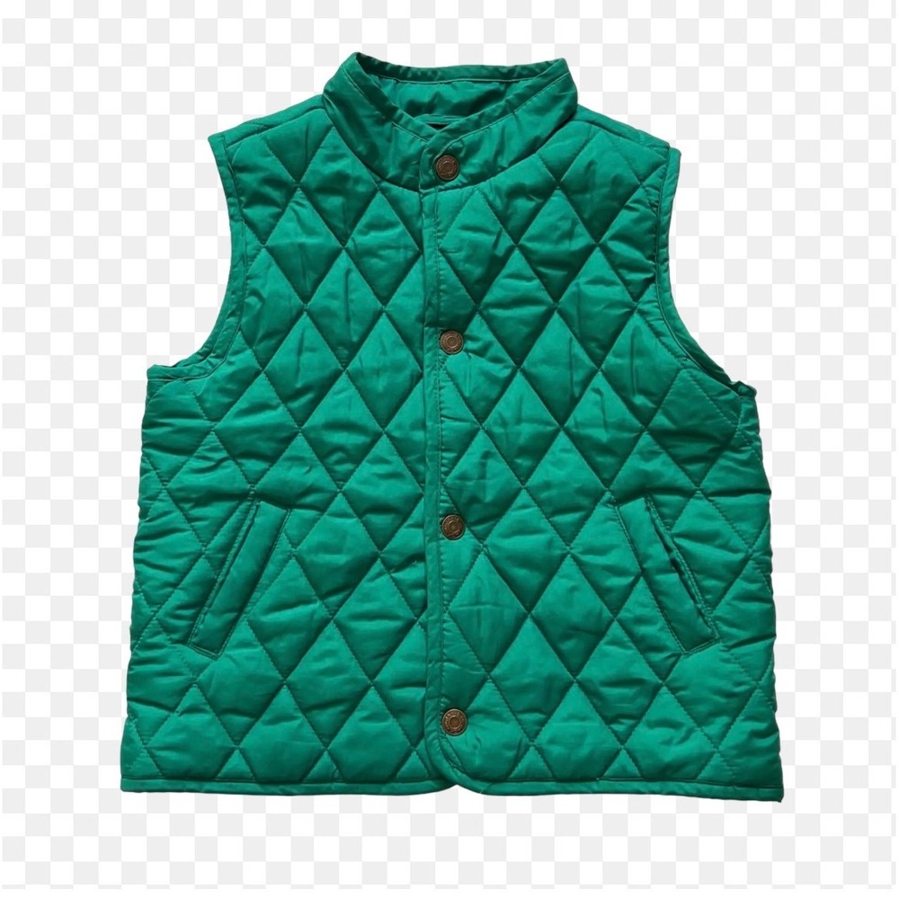 Janie and Jack Kids Green Quilted Snap Front Vest Emerald 18-24 Months